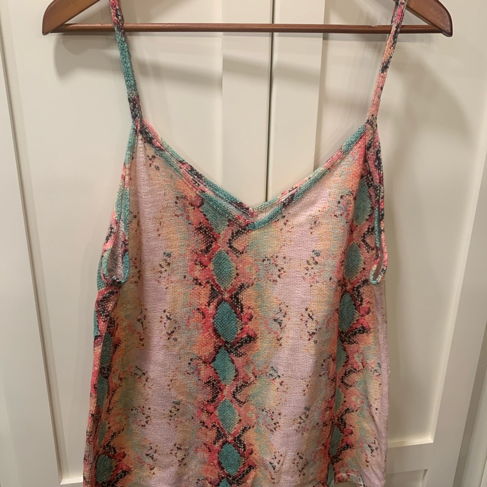 BiBi Pink and Green Snake Print Camisole